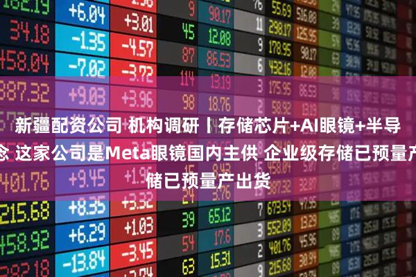 新疆配资公司 机构调研丨存储芯片+AI眼镜+半导体概念 这家公司是Meta眼镜国内主供 企业级存储已预量产出货